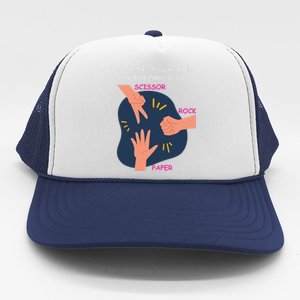 LetS Settle This Like Adults Funny Rock Paper Scissor Trucker Hat