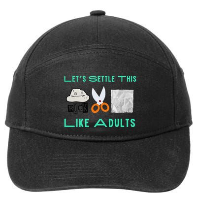 LetS Settle This Like Adults Funny Rock Paper Scissor 7-Panel Snapback Hat