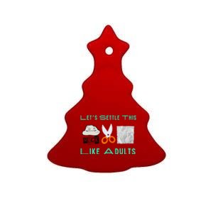 LetS Settle This Like Adults Funny Rock Paper Scissor Ceramic Tree Ornament