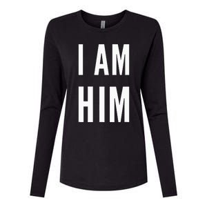 Lit Statement Top I Am Him Gift For Sports Fans I Am Him Womens Cotton Relaxed Long Sleeve T-Shirt