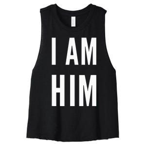 Lit Statement Top I Am Him Gift For Sports Fans I Am Him Women's Racerback Cropped Tank