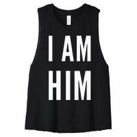 Lit Statement Top I Am Him Gift For Sports Fans I Am Him Women's Racerback Cropped Tank