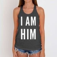 Lit Statement Top I Am Him Gift For Sports Fans I Am Him Women's Knotted Racerback Tank