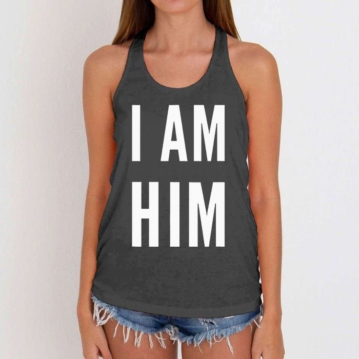 Lit Statement Top I Am Him Gift For Sports Fans I Am Him Women's Knotted Racerback Tank