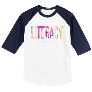 Literacy Squad Tie Dye Back To School Appreciation Gift Baseball Sleeve Shirt