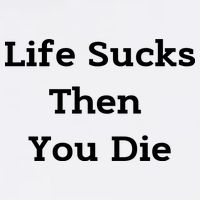 Life Sucks Then You Die Funny Downer Sad Sarcastic Garment-Dyed Sweatshirt
