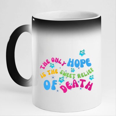 Luma Star The Only Last Hope Is The Sweet Relief Of Death Lumalee Blue Sunshine 11oz Black Color Changing Mug