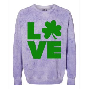 Love Shamrock Typography Green For St Patricks Day Colorblast Crewneck Sweatshirt