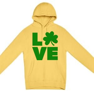 Love Shamrock Typography Green For St Patricks Day Premium Pullover Hoodie