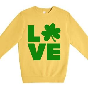 Love Shamrock Typography Green For St Patricks Day Premium Crewneck Sweatshirt