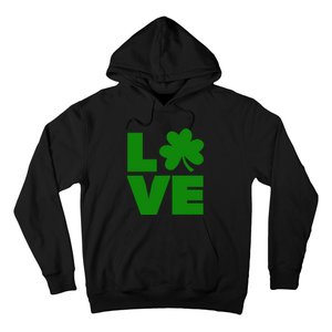 Love Shamrock Typography Green For St Patricks Day Hoodie