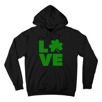 Love Shamrock Typography Green For St Patricks Day Hoodie