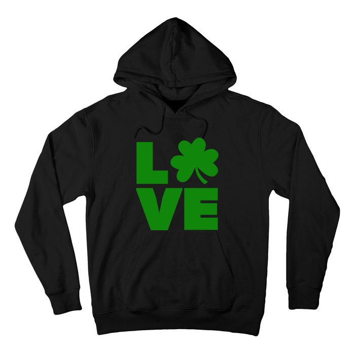 Love Shamrock Typography Green For St Patricks Day Hoodie