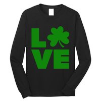 Love Shamrock Typography Green For St Patricks Day Long Sleeve Shirt