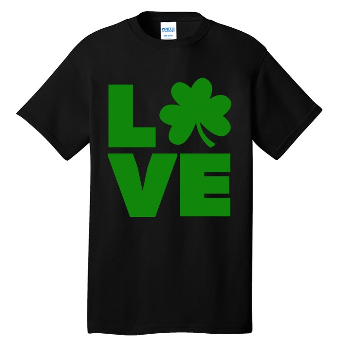 Love Shamrock Typography Green For St Patricks Day Tall T-Shirt