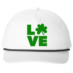 Love Shamrock Typography Green For St Patricks Day Snapback Five-Panel Rope Hat