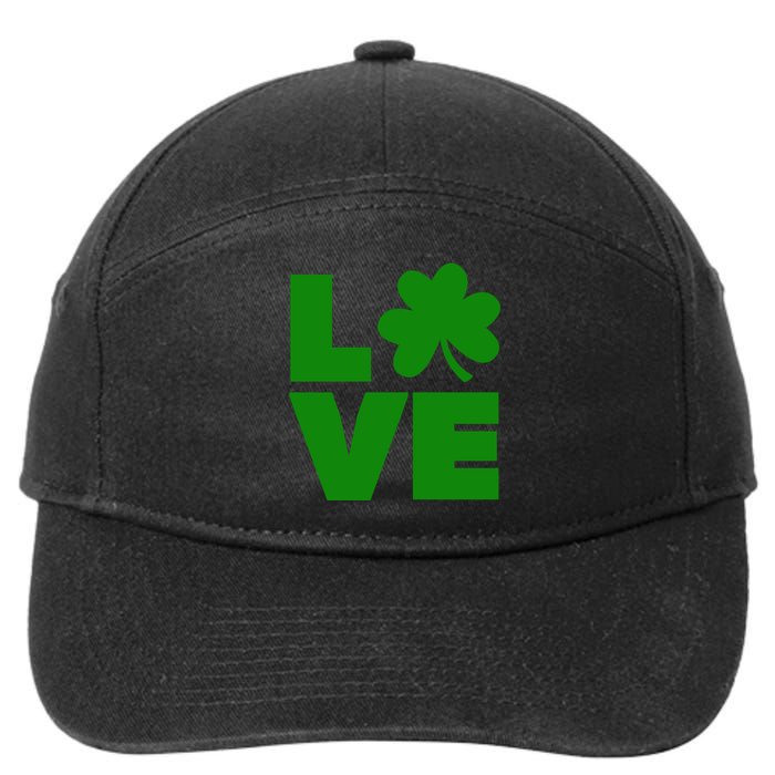 Love Shamrock Typography Green For St Patricks Day 7-Panel Snapback Hat