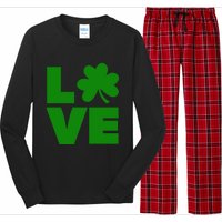 Love Shamrock Typography Green For St Patricks Day Long Sleeve Pajama Set