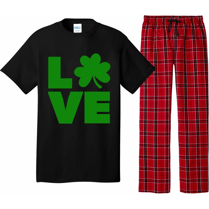 Love Shamrock Typography Green For St Patricks Day Pajama Set