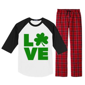 Love Shamrock Typography Green For St Patricks Day Raglan Sleeve Pajama Set