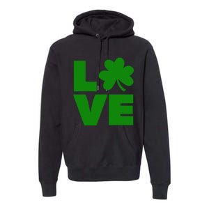 Love Shamrock Typography Green For St Patricks Day Premium Hoodie