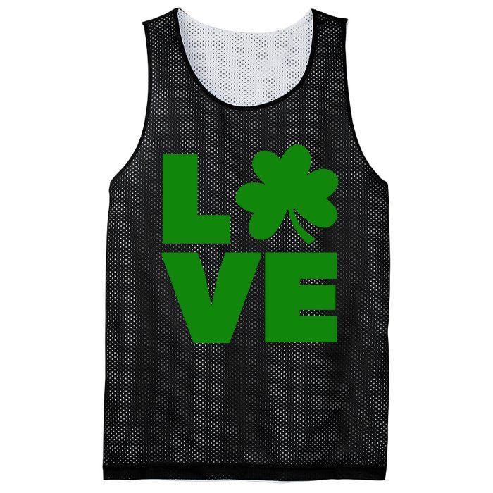 Love Shamrock Typography Green For St Patricks Day Mesh Reversible Basketball Jersey Tank