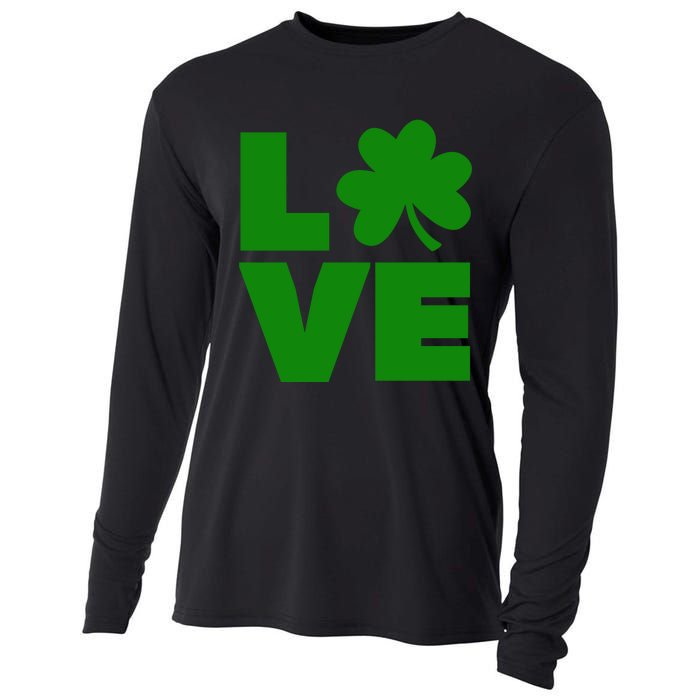 Love Shamrock Typography Green For St Patricks Day Cooling Performance Long Sleeve Crew