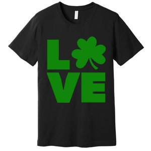 Love Shamrock Typography Green For St Patricks Day Premium T-Shirt