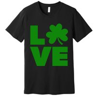 Love Shamrock Typography Green For St Patricks Day Premium T-Shirt