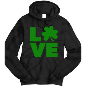 Love Shamrock Typography Green For St Patricks Day Tie Dye Hoodie