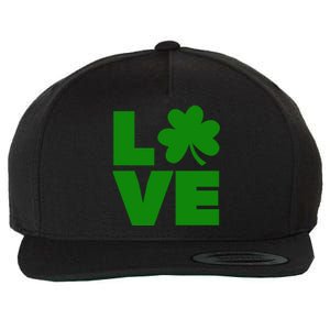 Love Shamrock Typography Green For St Patricks Day Wool Snapback Cap