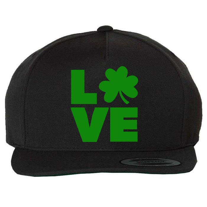 Love Shamrock Typography Green For St Patricks Day Wool Snapback Cap