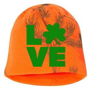 Love Shamrock Typography Green For St Patricks Day Kati - Camo Knit Beanie