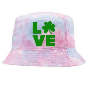 Love Shamrock Typography Green For St Patricks Day Tie-Dyed Bucket Hat