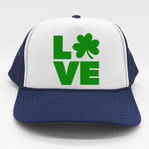 Love Shamrock Typography Green For St Patricks Day Trucker Hat