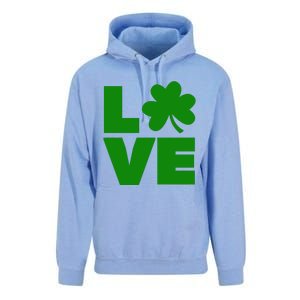 Love Shamrock Typography Green For St Patricks Day Unisex Surf Hoodie