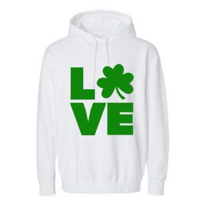 Love Shamrock Typography Green For St Patricks Day Garment-Dyed Fleece Hoodie