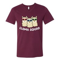 Llama Squad Team Llama Matching Sunglasses Love Llamas V-Neck T-Shirt