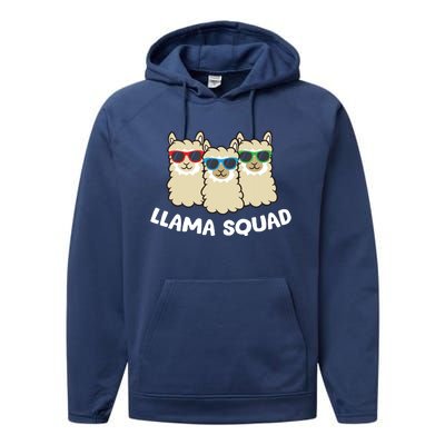 Llama Squad Team Llama Matching Sunglasses Love Llamas Performance Fleece Hoodie