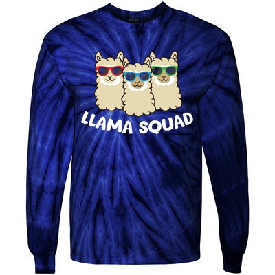 Llama Squad Team Llama Matching Sunglasses Love Llamas Tie-Dye Long Sleeve Shirt