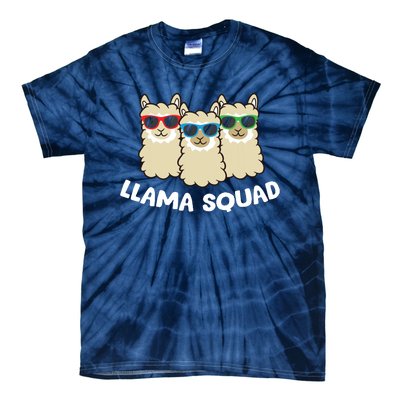 Llama Squad Team Llama Matching Sunglasses Love Llamas Tie-Dye T-Shirt