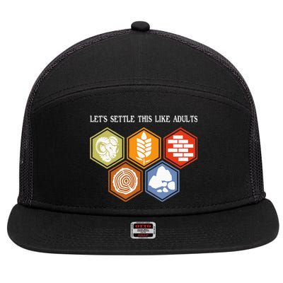 LetS Settle This Like Adults Tabletop Game Board Gaming 7 Panel Mesh Trucker Snapback Hat