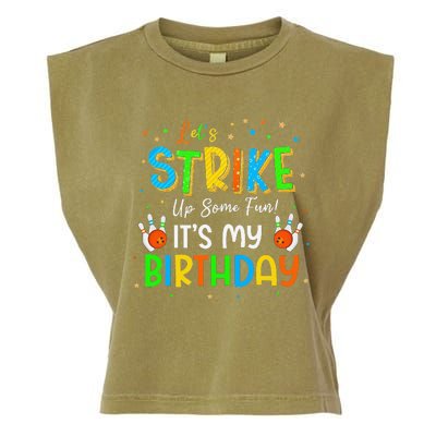 Let’S Strike Up Some Fun! Its My Birthday Crew Bowling Party Garment-Dyed Women's Muscle Tee