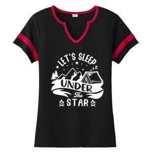 Lets Sleep Under The Stars Camping Ladies Halftime Notch Neck Tee