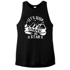 Lets Sleep Under The Stars Camping Ladies PosiCharge Tri-Blend Wicking Tank