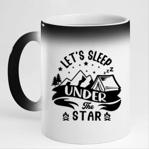 Lets Sleep Under The Stars Camping 11oz Black Color Changing Mug