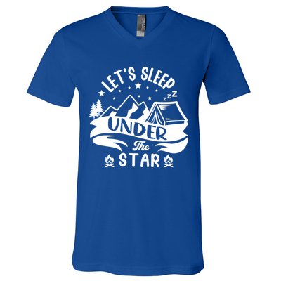 Lets Sleep Under The Stars Camping V-Neck T-Shirt