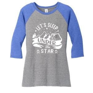 Lets Sleep Under The Stars Camping Women's Tri-Blend 3/4-Sleeve Raglan Shirt