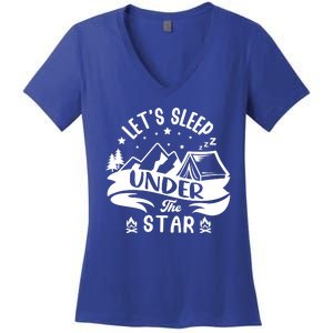 Lets Sleep Under The Stars Camping Women's V-Neck T-Shirt