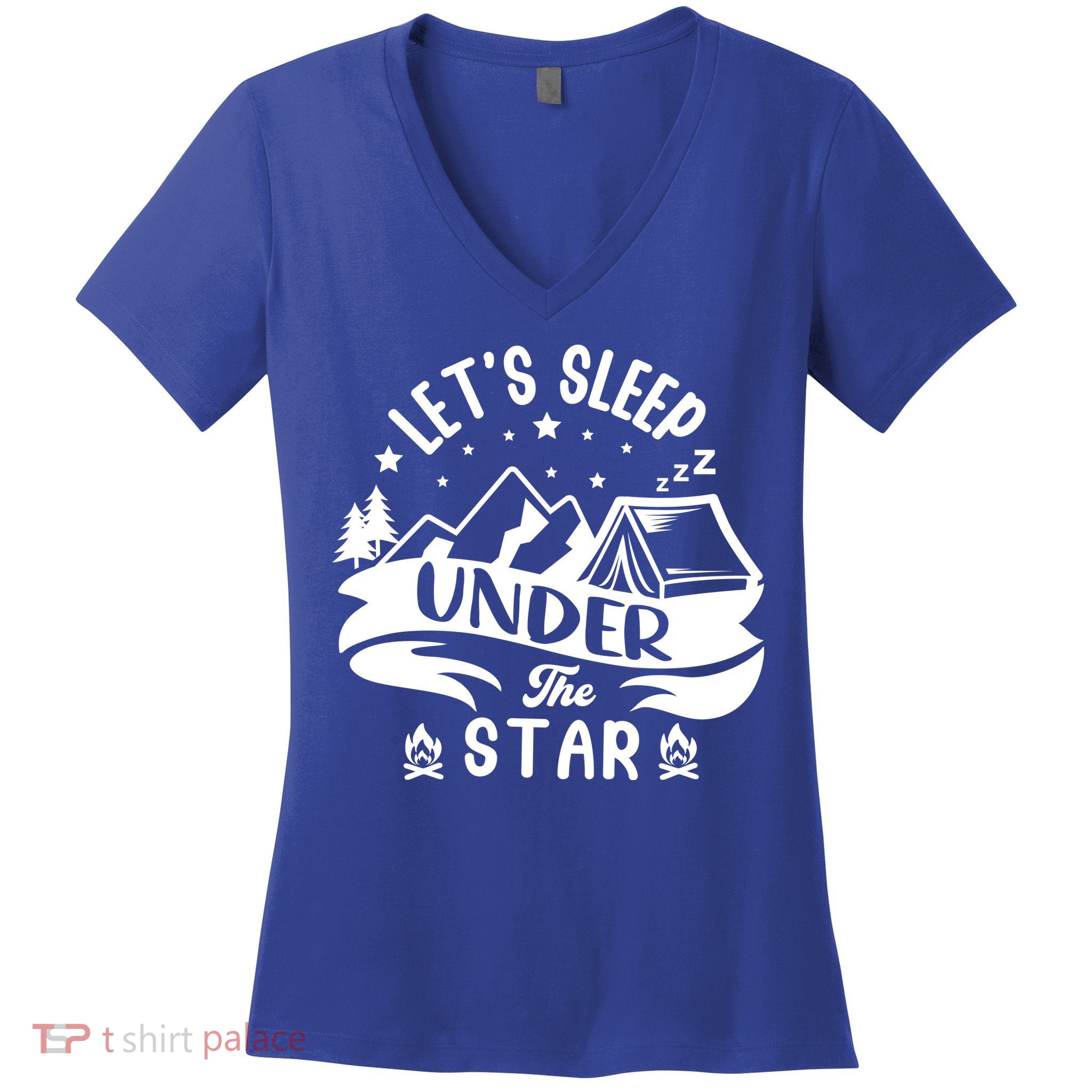 Lets Sleep Under The Stars Camping Women's V-Neck T-Shirt